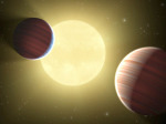 KOI-730 - dvě exoplanety na jedné oběžné dráze (kresba)