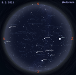 Mapa oblohy pro 10. týden 2011, zdroj: Stellarium