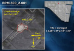 Snímek poškozeného místa, pořízený při příletu Endeavouru k ISS. Autor: spaceflightnow.com