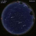 Mapa oblohy 1. 6. 2011, zdroj: Stellarium