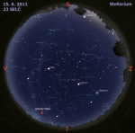 Mapa oblohy 15. 6. 2011, zdroj: Stellarium