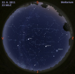 Mapa oblohy 22. 6. 2011, zdroj: Stellarium