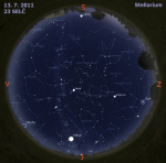 Mapa oblohy 13. 7. 2011, zdroj: Stellarium