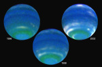 Vývoj oblačnosti na Neptunu v letech 1996, 1998 a 2002