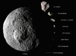 Porovnání velikosti planetky Vesta a dalších vyfotografovaných planetek
