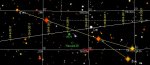 Kometa Garradd a kulová hvězdokupa M71. Zdroj: Skymap.