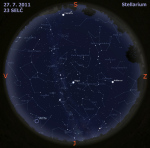 Mapa oblohy 27. 7. 2011, zdroj: Stellarium