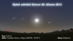 Úplné zatmění Slunce 20. března 2015 na Faerských ostrovech. Zdroj: Stellarium.