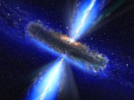 Velmi hmotná černá díra obklopená prachem a plynem - v podání výtvarníka