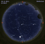 Mapa oblohy 10. 8. 2011, zdroj: Stellarium