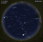 Mapa oblohy 7. 9. 2011, zdroj: Stellarium