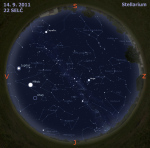 Mapa oblohy 14. 9. 2011, zdroj: Stellarium