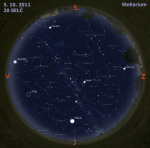 Mapa oblohy 5. 10. 2011, zdroj: Stellarium