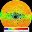 Povrch planety Merkur v okolí jižního pólu