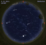 Mapa oblohy 2. 11. 2011, zdroj: Stellarium