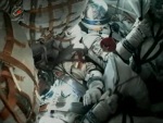 Aktuální záběr z paluby Sojuzu. Autor: TV NASA