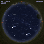 Mapa oblohy 30. 11. 2011, zdroj: Stellarium