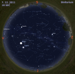 Mapa oblohy 7. 12. 2011, zdroj: Stellarium