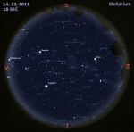 Mapa oblohy 14. 12. 2011, zdroj: Stellarium