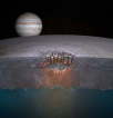 Představa globálního oceánu a četných jezer kapalné vody v ledové kůře měsíce Europa