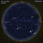 Mapa oblohy 28. 12. 2011, zdroj: Stellarium