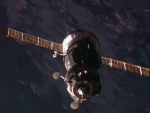 Sojuz během příletu ke stanici. Autor: TV NASA
