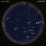 Mapa oblohy 21. března 2012. Data: Stellarium