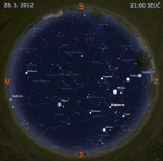 Mapa oblohy 28. března 2012. Data: Stellarium