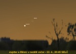 Konjunkce Jupiteru a Měsíce 22. dubna 2012. Zdroj: Stellarium