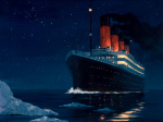 Titanik před osudným najetím na ledovou kru. Kresba: Gordon Johnson.