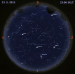 Mapa oblohy 23. května 2012 ve 23 hodin SELČ. Data: Stellarium