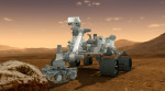 Pojízdná laboratoř Curiosity na povrchu Marsu - kresba
