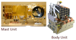 ChemCam - snímek vnější části a vnitřní jednotky pro vyhodnocení dat. Los Alamos National Laboratory