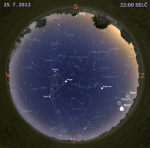 Mapa oblohy 25. července 2012 ve 22 hodin SELČ. Data: Stellarium