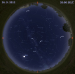 Mapa oblohy 26. září 2012 ve 20 hodin SELČ. Data: Stellarium