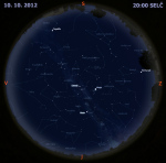 Mapa oblohy 10. října 2012 ve 20 hodin SELČ. Data: Stellarium Autor: Martin Gembec