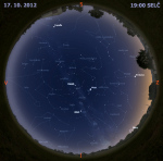 Mapa oblohy 17. října 2012 v 19 hodin SELČ. Data: Stellarium Autor: Martin Gembec