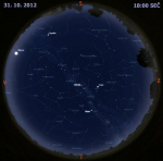 Mapa oblohy 31. října 2012 v 18 hodin SEČ. Data: Stellarium Autor: Martin Gembec