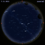 Mapa oblohy 7. listopadu 2012 v 18 hodin SEČ. Data: Stellarium Autor: Martin Gembec