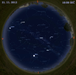 Mapa oblohy 21. listopadu 2012 v 18 hodin SEČ. Data: Stellarium Autor: Martin Gembec