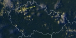 Družicový snímek oblačnosti během průletu bolidu dne 28. 9. 2012 Autor: ČHMÚ & EUMETSAT