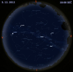 Mapa oblohy 5. prosince 2012 v 18 hodin SEČ.  Autor: Martin Gembec