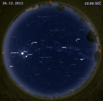 Mapa oblohy 26. prosince 2012 v 18 hodin SEČ. Data: Stellarium Autor: Martin Gembec