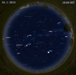Mapa oblohy 16. ledna 2013 v 18 hodin SEČ. Data: Stellarium Autor: Martin Gembec