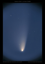Kometa Pan-STARRS přes dalekohled. Autor: Petr Horálek