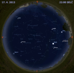 Mapa oblohy 17. dubna 2013 ve 22 hodin SELČ. Data: Stellarium Autor: Martin Gembec