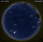 Mapa oblohy 24. dubna 2013 ve 22 hodin SELČ. Data: Stellarium Autor: Martin Gembec