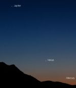 Merkur, Venuše a Jupiter 21. května 2013. Autor: Fred Espenak.
