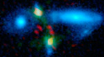 HXMM01 - srážka dvou galaxií v dávné minulosti Autor: ESA/NASA/JPL-Caltech/UC Irvine/STScI/Keck/NRAO/SAO 
