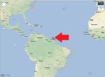 Umístění kosmodromu Kourou v Jižní Americe Autor: Google Maps